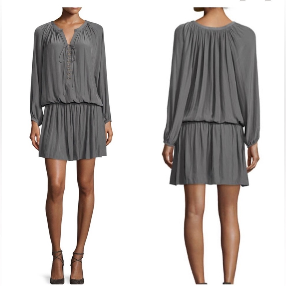 Ramy Brook Alexandra 3/4 length sleeve charcoal gray  dress small